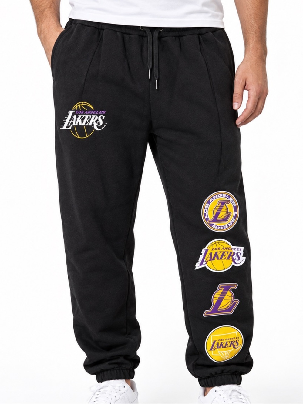 NBA Los Angeles Lakers Black Multi Logo Joggers Men’s XL
